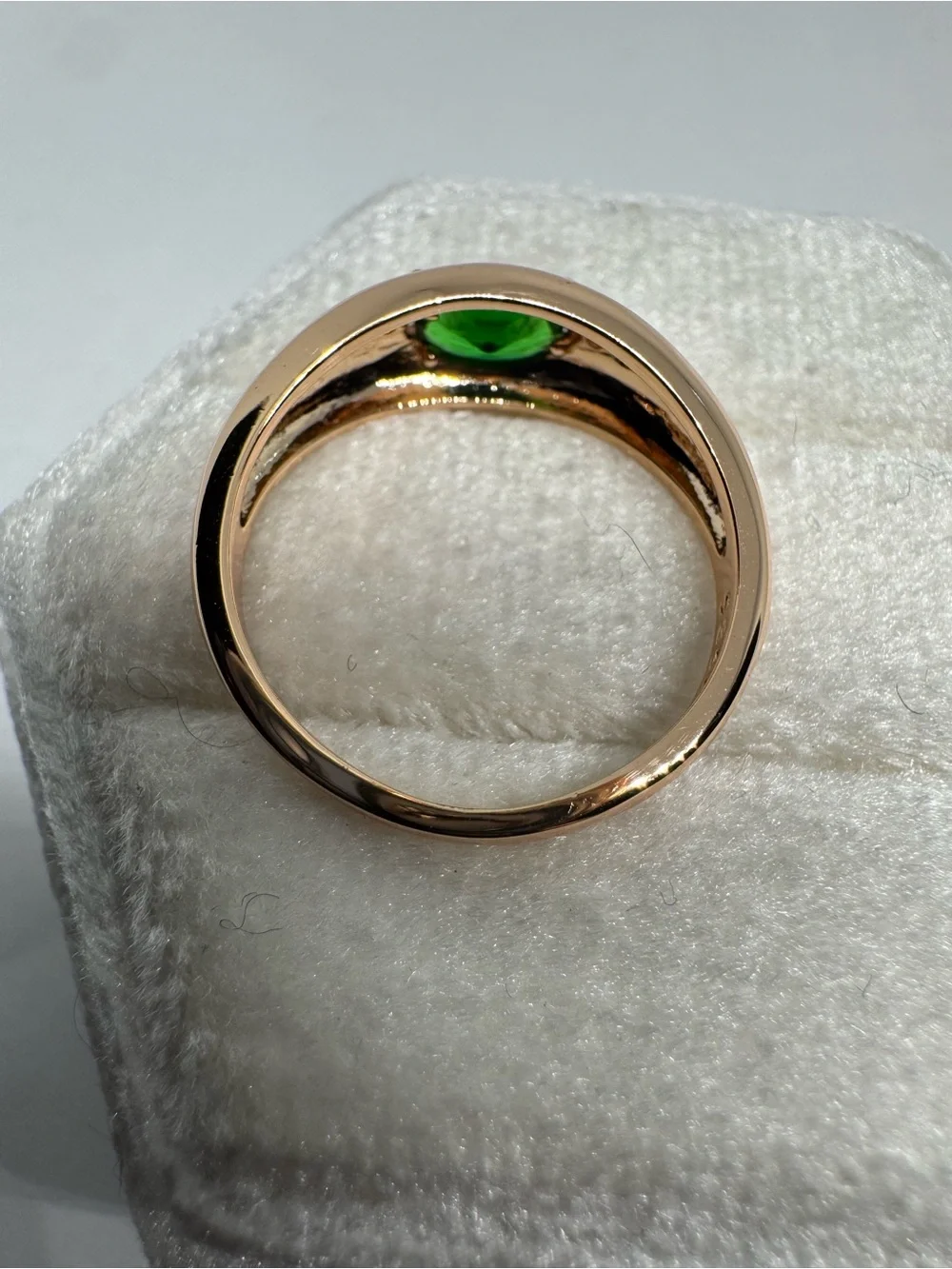 Vintage 14K 585 Rolled Gold Lab Created Green Quartz Ring Size 7